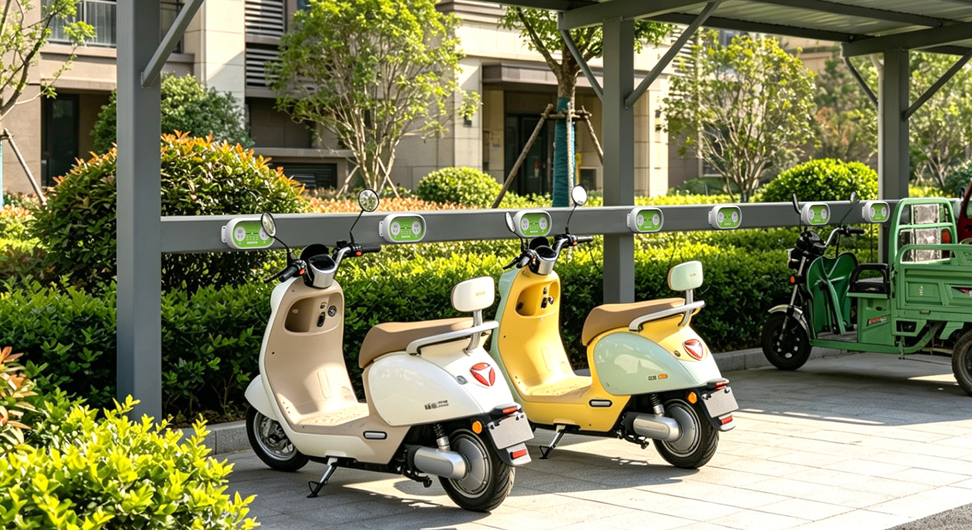 充电插头连接电动车局部特写