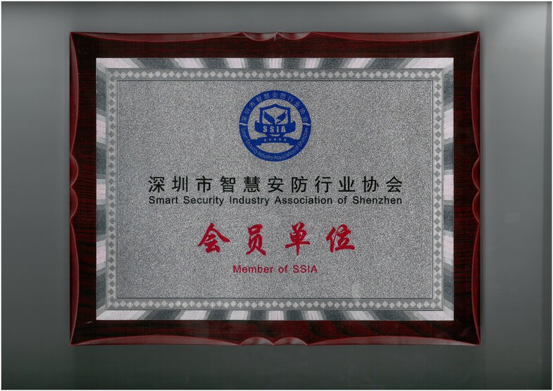 深圳市智慧安防行业协会会员单位-牌匾